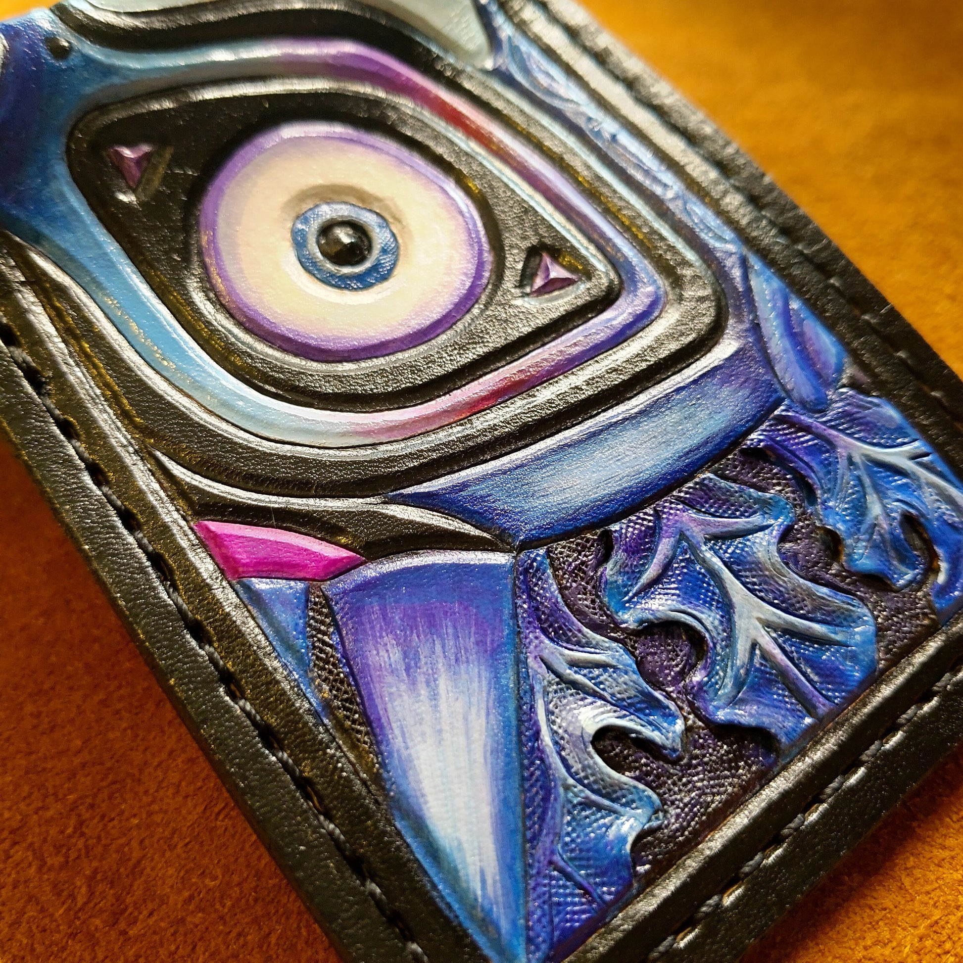 Revealing Skull Kid - Nocturne version - Majoras Mask leather wallet- - Leather Bifold Wallet - Handcrafted Legend of Zelda Wallet -