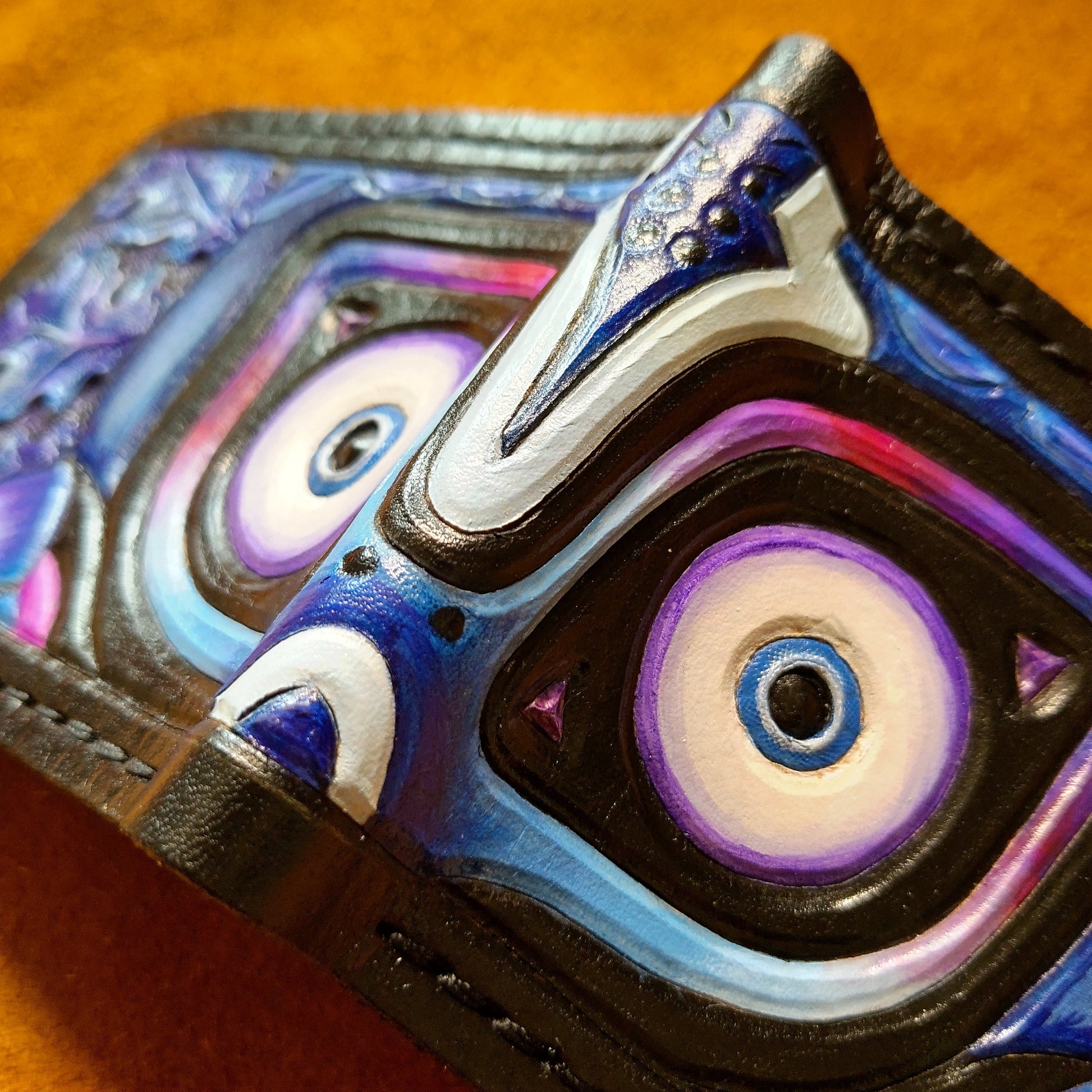 Revealing Skull Kid - Nocturne version - Majoras Mask leather wallet- - Leather Bifold Wallet - Handcrafted Legend of Zelda Wallet -