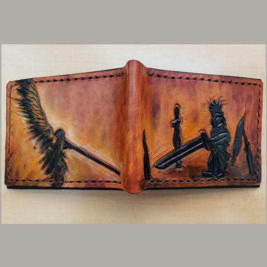 Cloud Vrs Sephiroth- Leather Bifold Wallet - Handcrafted Final Fantasy inspired Wallet -