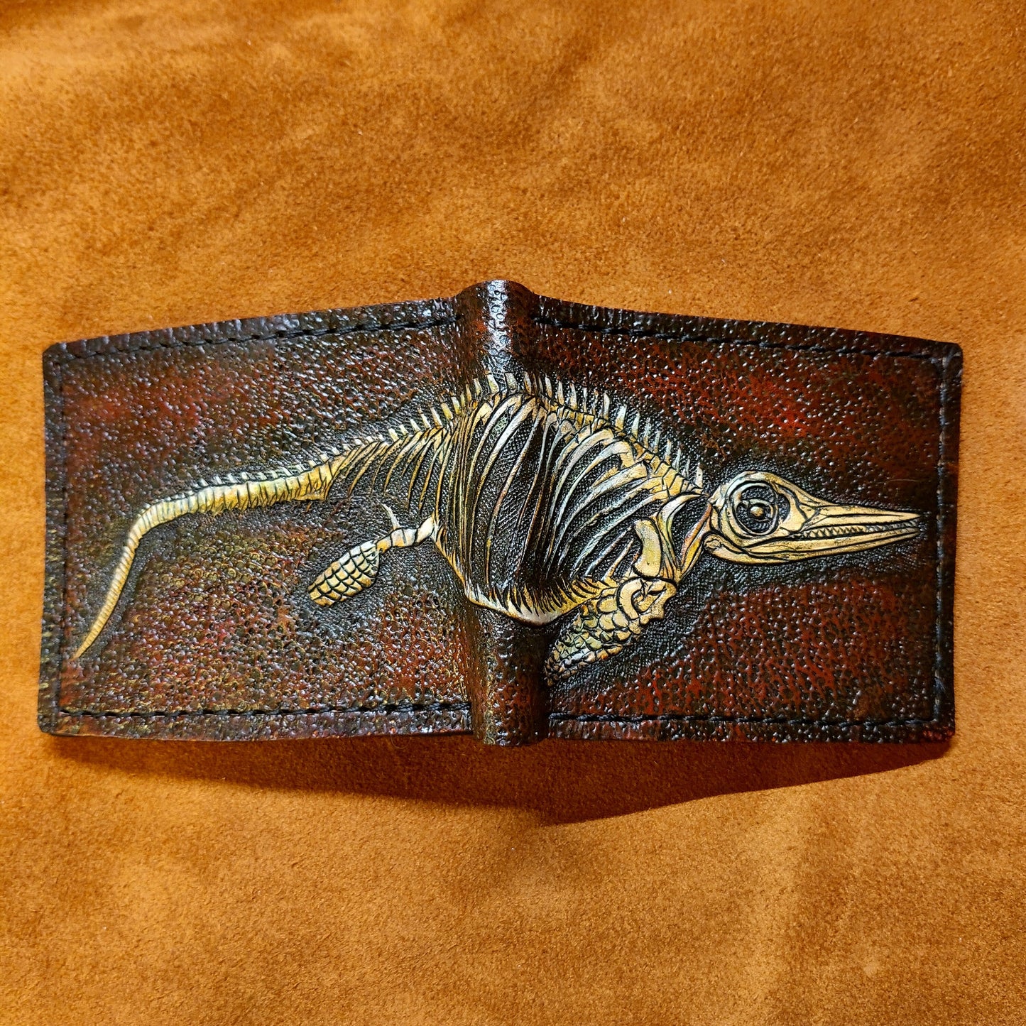 Icthyasaur Fossil - Leather Bifold Wallet -