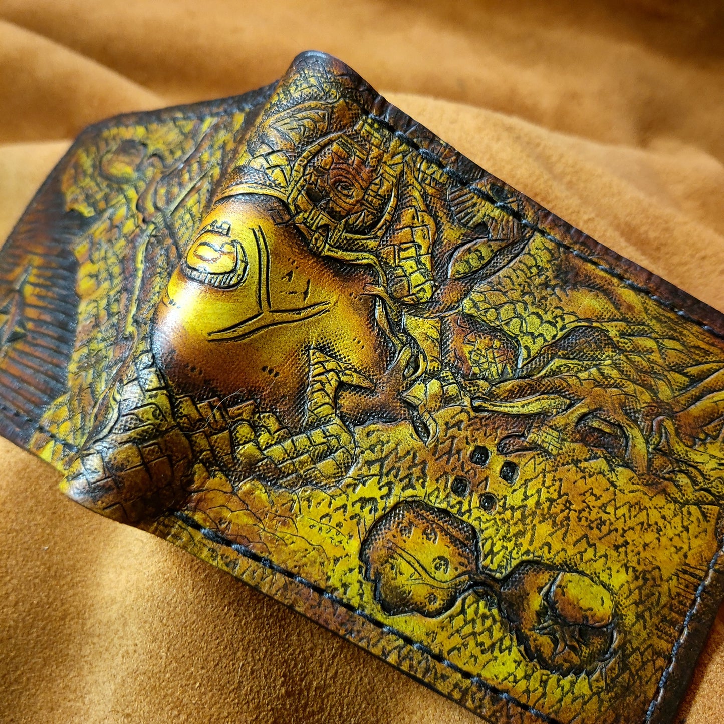 Map of Hyrule leather wallet- Deep Carved Leather Bifold Wallet - Handcrafted Legend of Zelda Wallet - Link Wallet