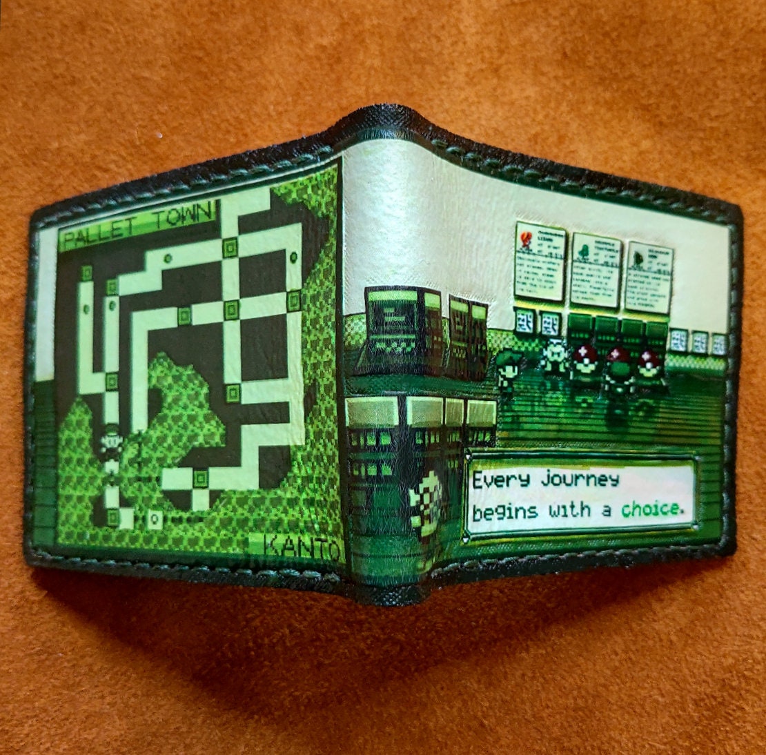 Choose you starter - pokemon red and blue - Leather Bifold Wallet - Handcrafted Wallet -