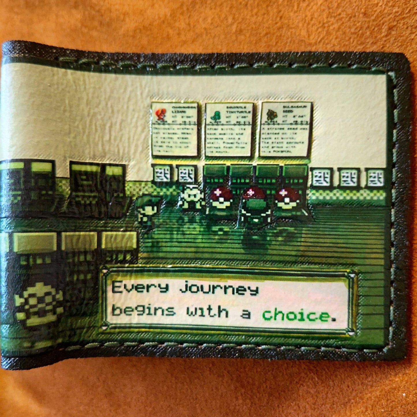 Choose you starter - pokemon red and blue - Leather Bifold Wallet - Handcrafted Wallet -