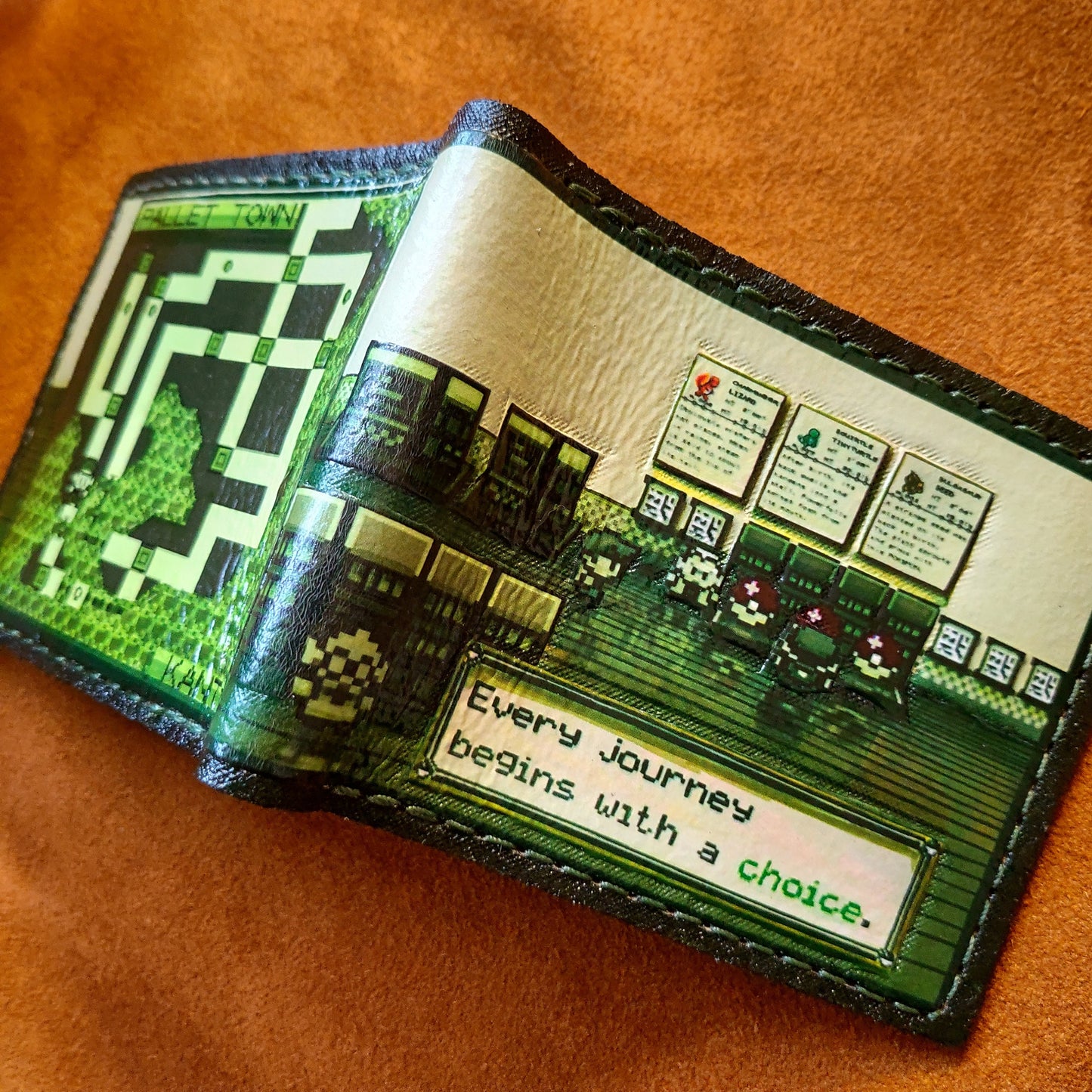 Choose you starter - pokemon red and blue - Leather Bifold Wallet - Handcrafted Wallet -