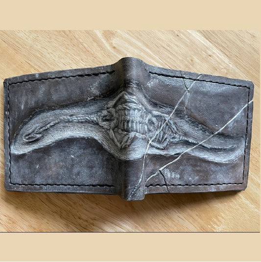 Keichousaurus fossil Skeleton - Leather Bifold Wallet -