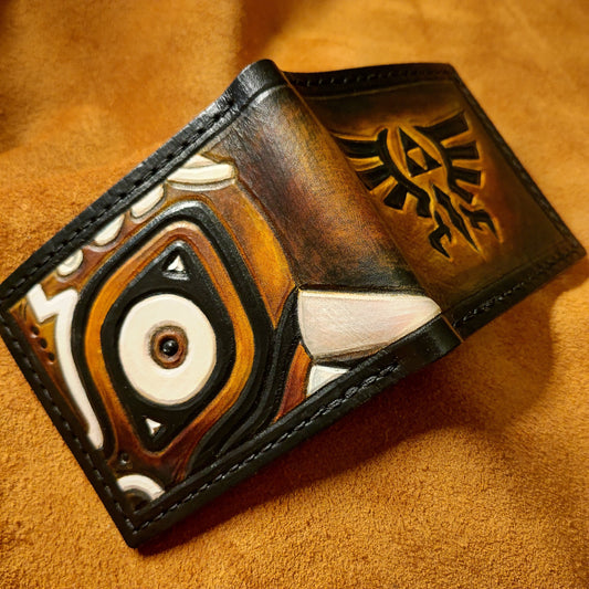 Dark Brown Majora Hyrule leather wallet- Leather Bifold Wallet - Handcrafted Legend of Zelda Wallet - Link Wallet