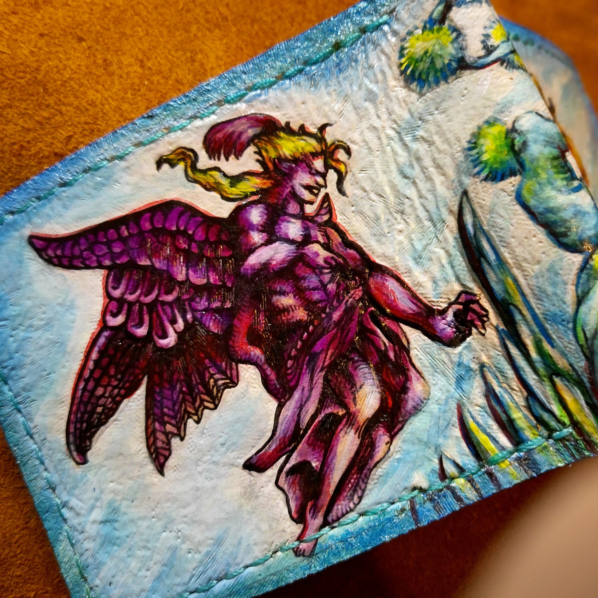 Edgar encounters God form Kefka - FF6 - Final Fantasy - Soft Leather Bifold Wallet - Handcrafted Final Fantasy inspired Wallet -