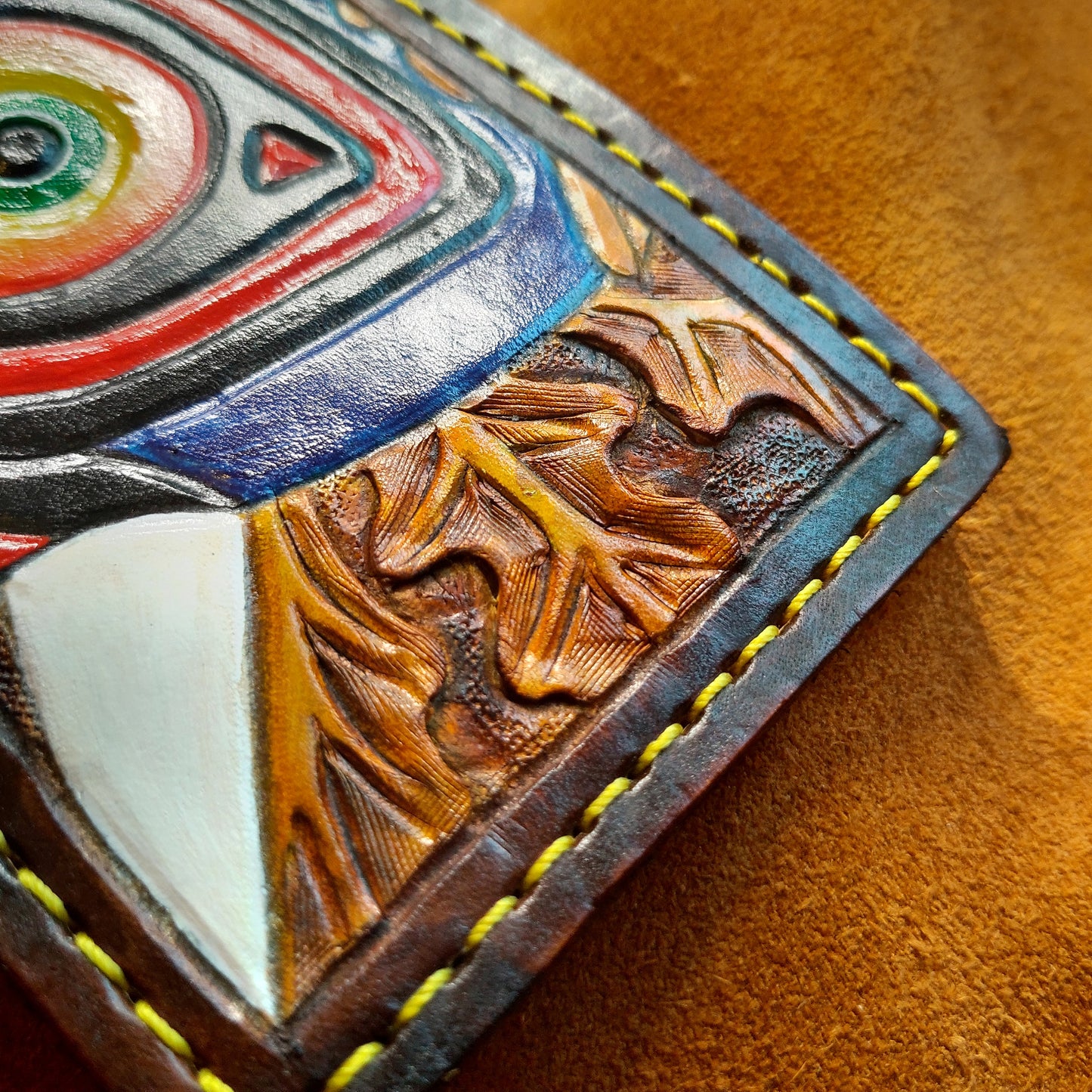 Oak leaf Majoras Mask leather wallet- Leather Bifold Wallet - Handcrafted Legend of Zelda Wallet - Link Wallet