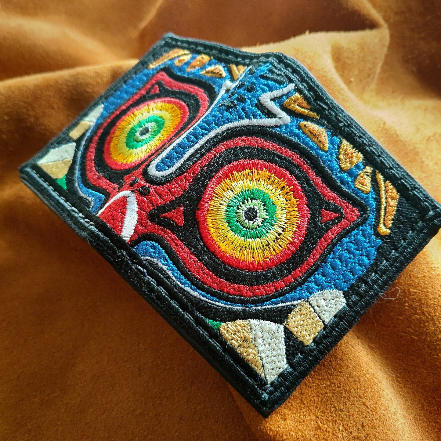 Majoras Mask textile/leather wallet- Jan 2024 Ed - Leather Bifold Wallet - Handcrafted Legend of Zelda Wallet - Link Wallet