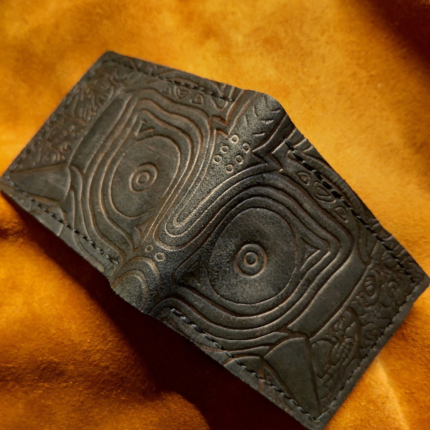 Suede Majoras Mask Leather wallet Black version