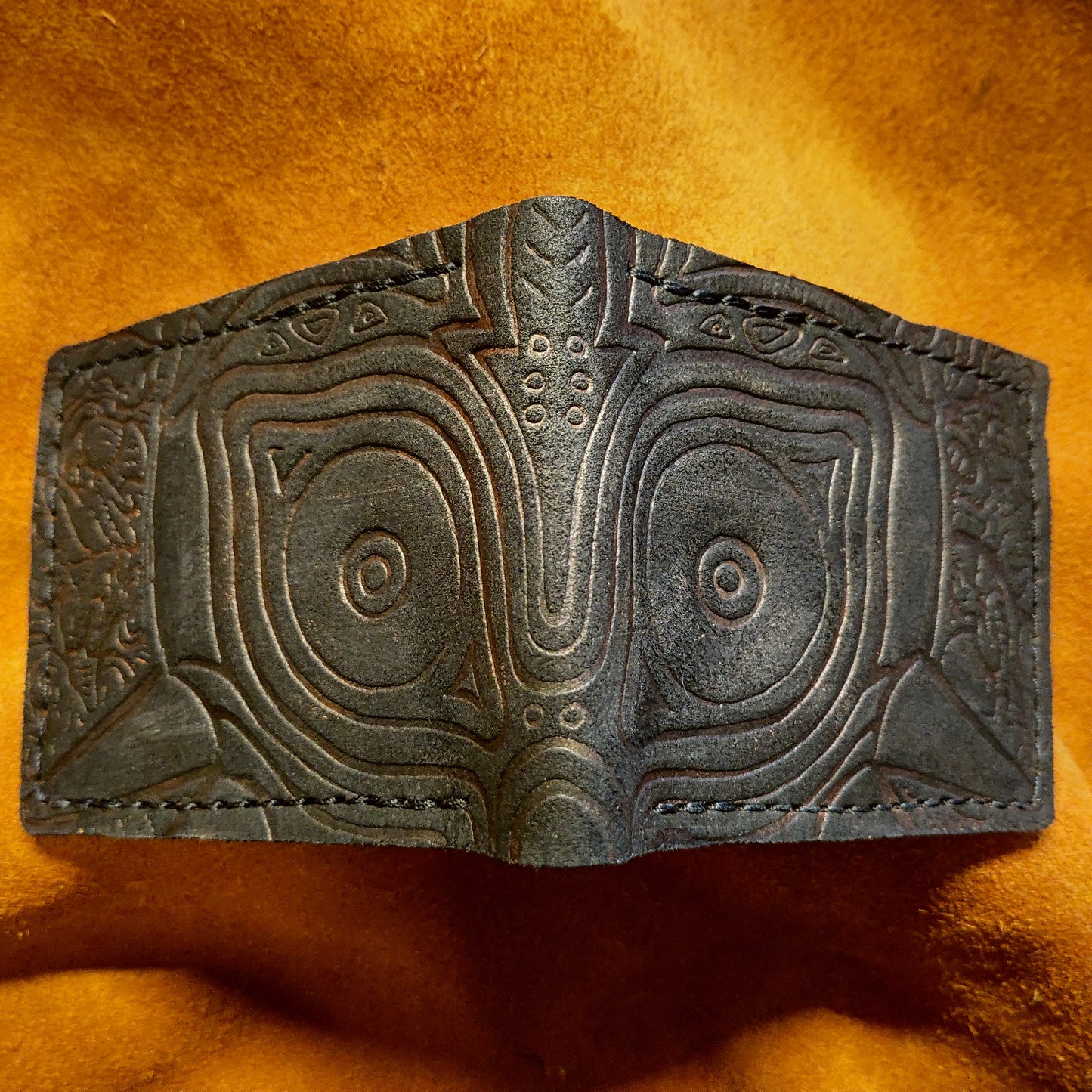 Suede Majoras Mask Leather wallet Black version