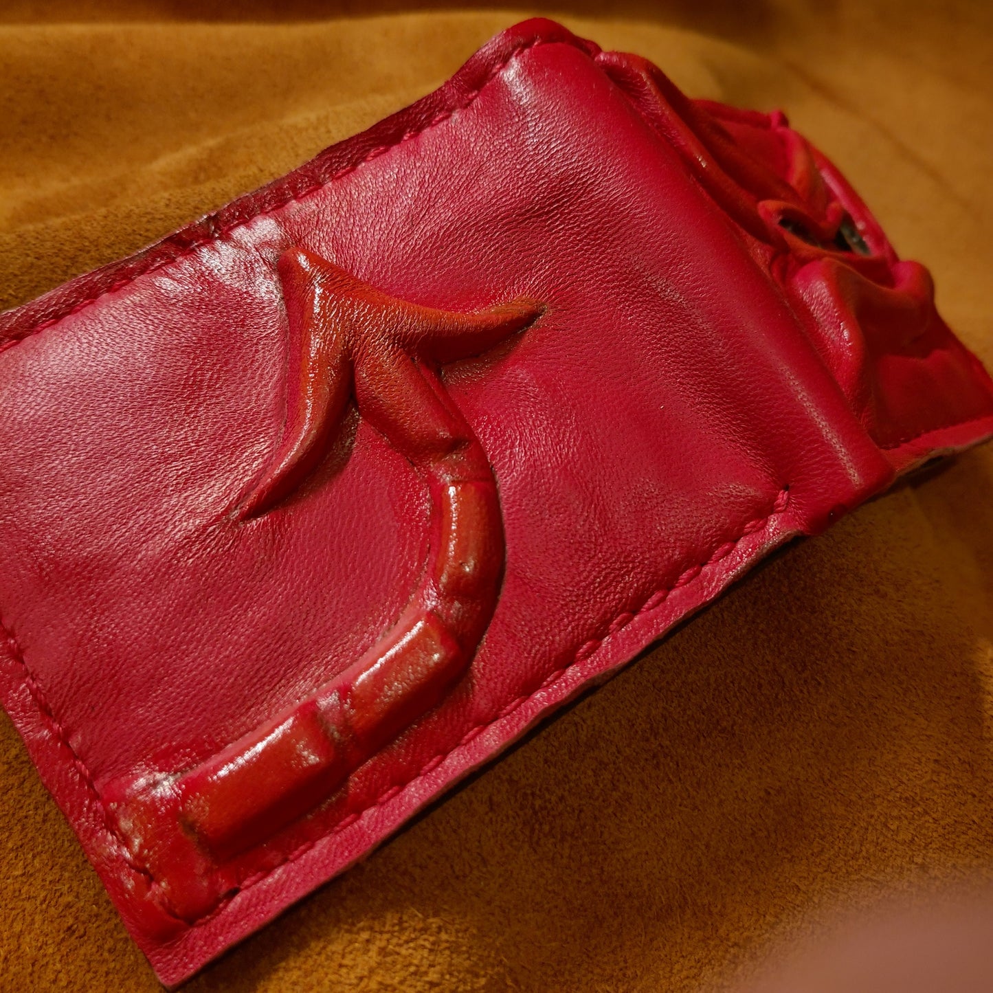 Red Devil Leather wallet- Necromonicon - Oz - demon eyes - wallet.