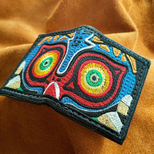 Majoras Mask textile/leather wallet- Jan 2024 Ed - Leather Bifold Wallet - Handcrafted Legend of Zelda Wallet - Link Wallet