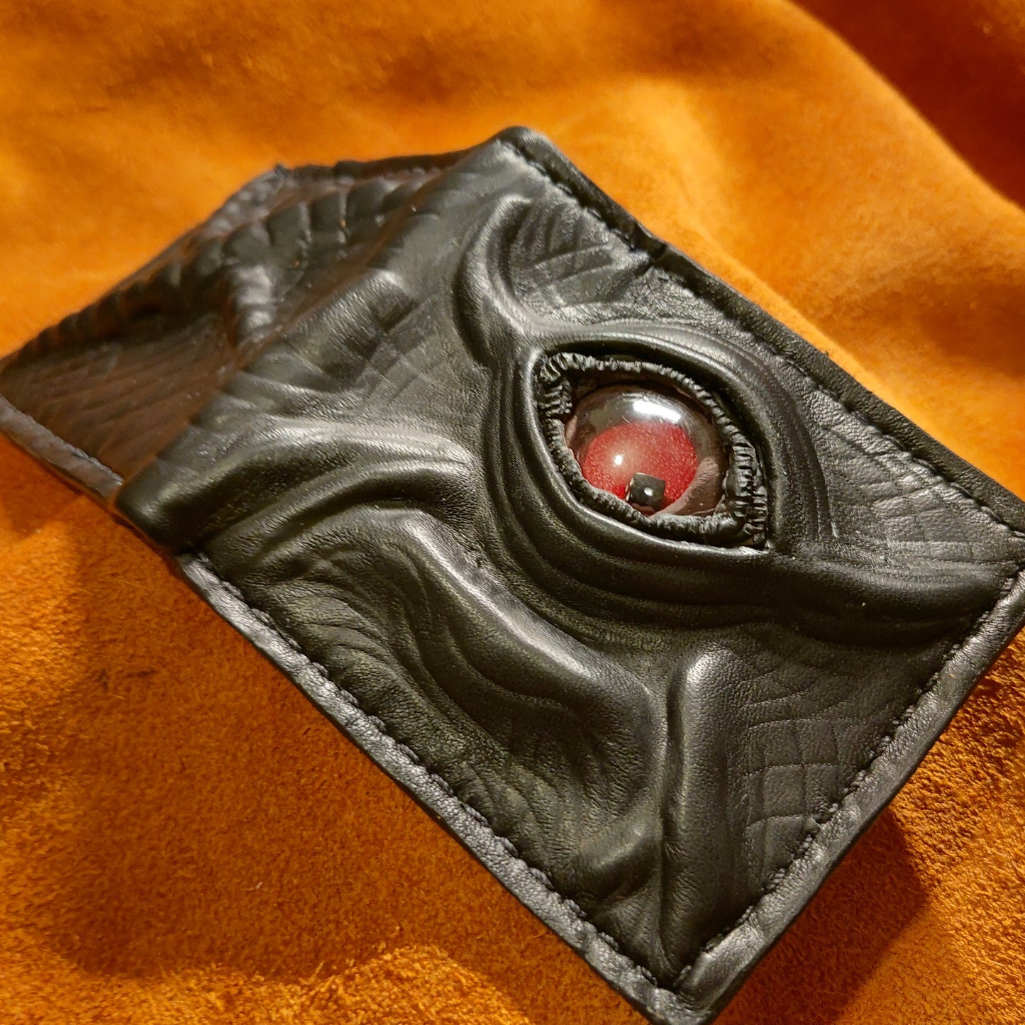 Dice Eye Monster Face - wallet - Necromonicon - demon eyes - Leather wallet.