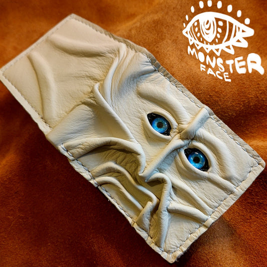 Gnome King Cream Monster Face - Necromonicon - Oz - demon eyes - Leather wallet.