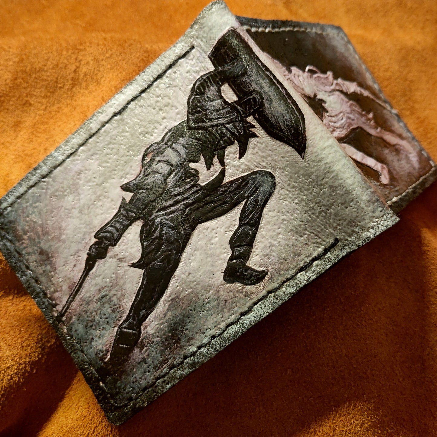 Dark Link - Black and white version - Soft leather wallet- Leather Bifold Wallet - Handcrafted Legend of Zelda Wallet - Link Wallet