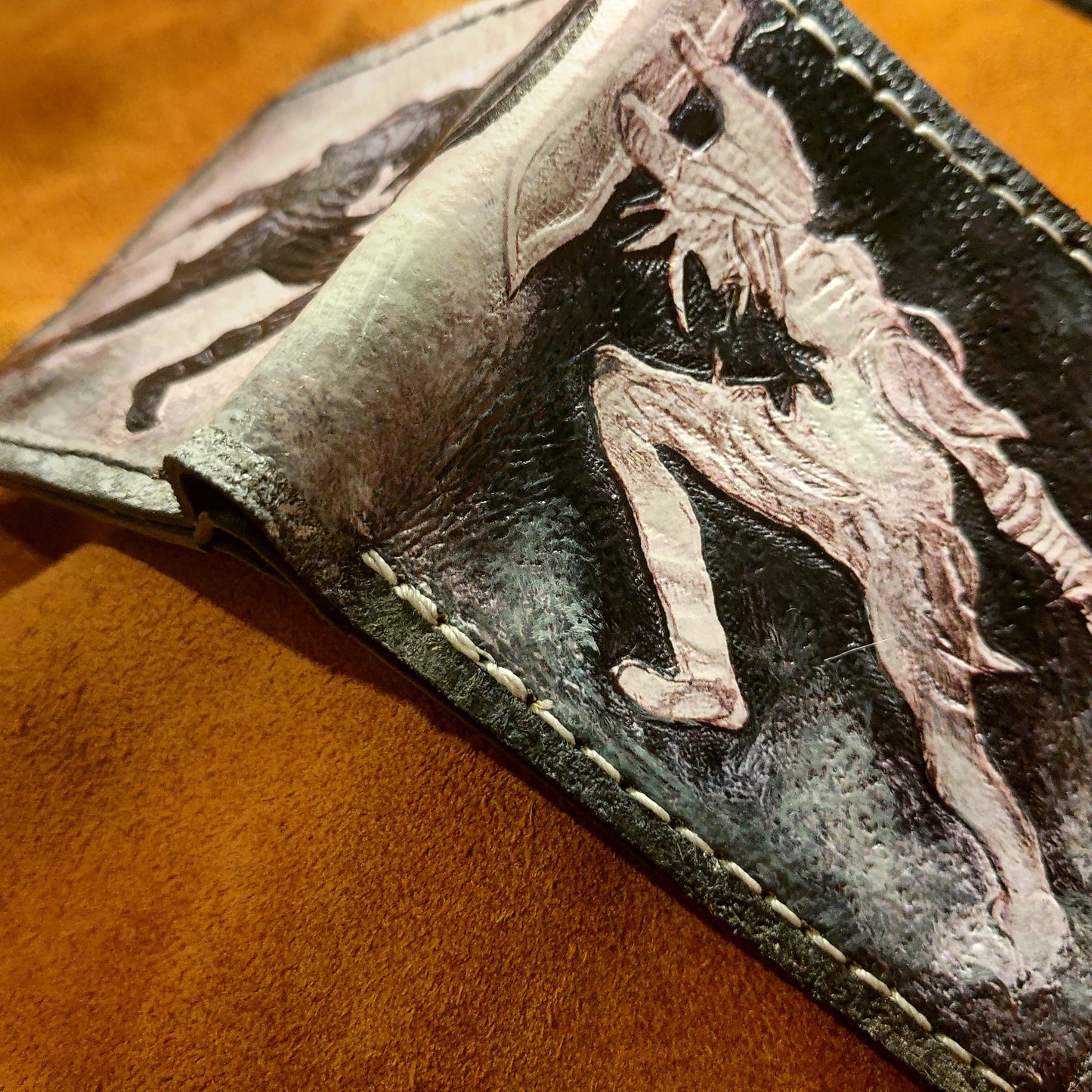 Dark Link - Black and white version - Soft leather wallet- Leather Bifold Wallet - Handcrafted Legend of Zelda Wallet - Link Wallet