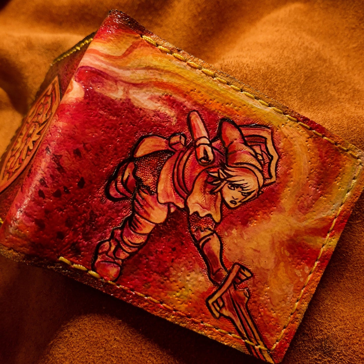 Brown powered up Sword - Soft leather wallet- Leather Bifold Wallet - Handcrafted Legend of Zelda Wallet - Link Wallet