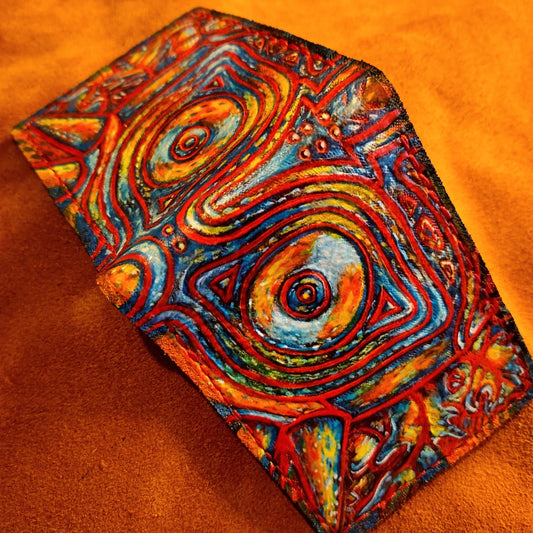 Radiant Majora mask leather wallet- Leather Bifold Wallet - Handcrafted Legend of Zelda Wallet - Link Wallet