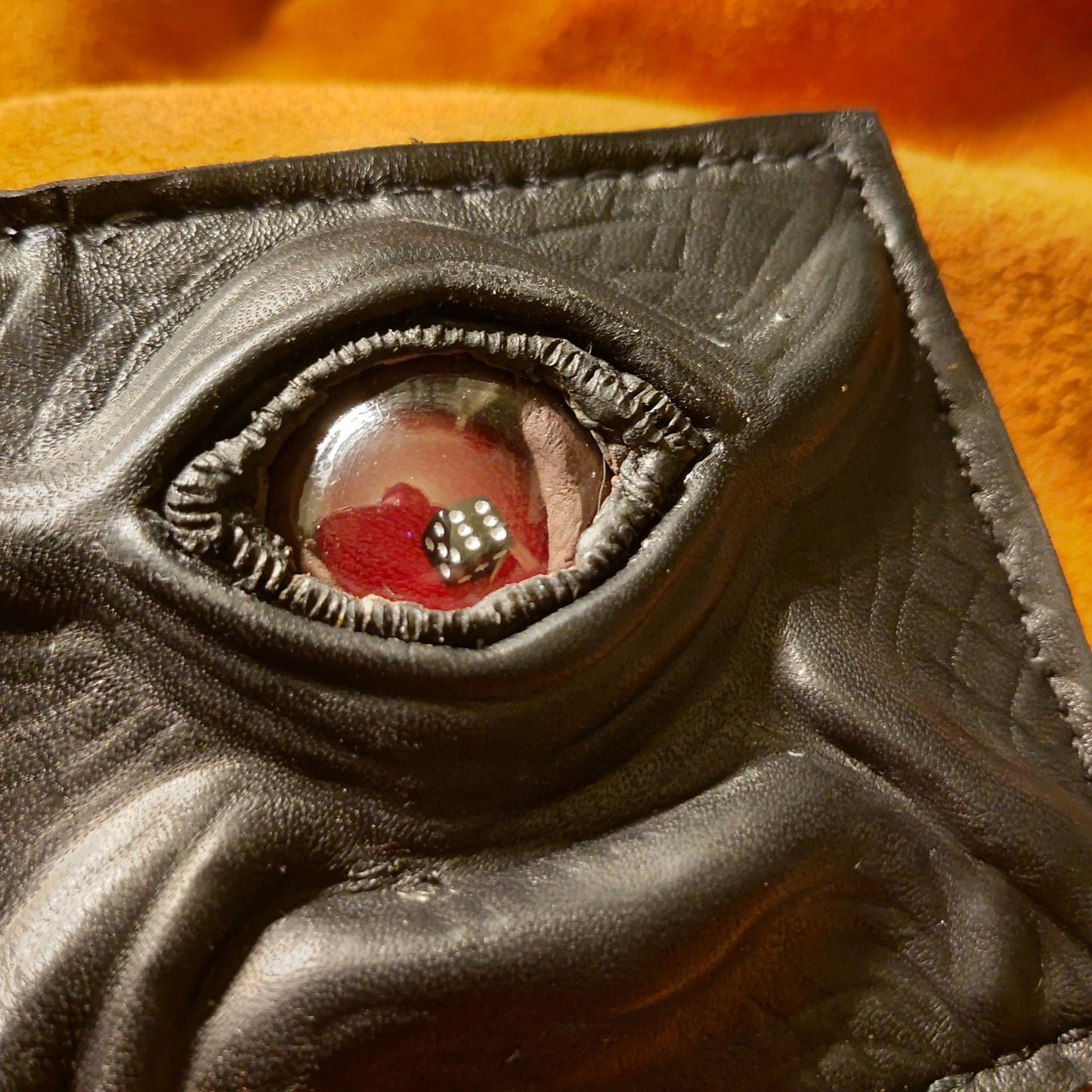 Dice Eye Monster Face - wallet - Necromonicon - demon eyes - Leather wallet.