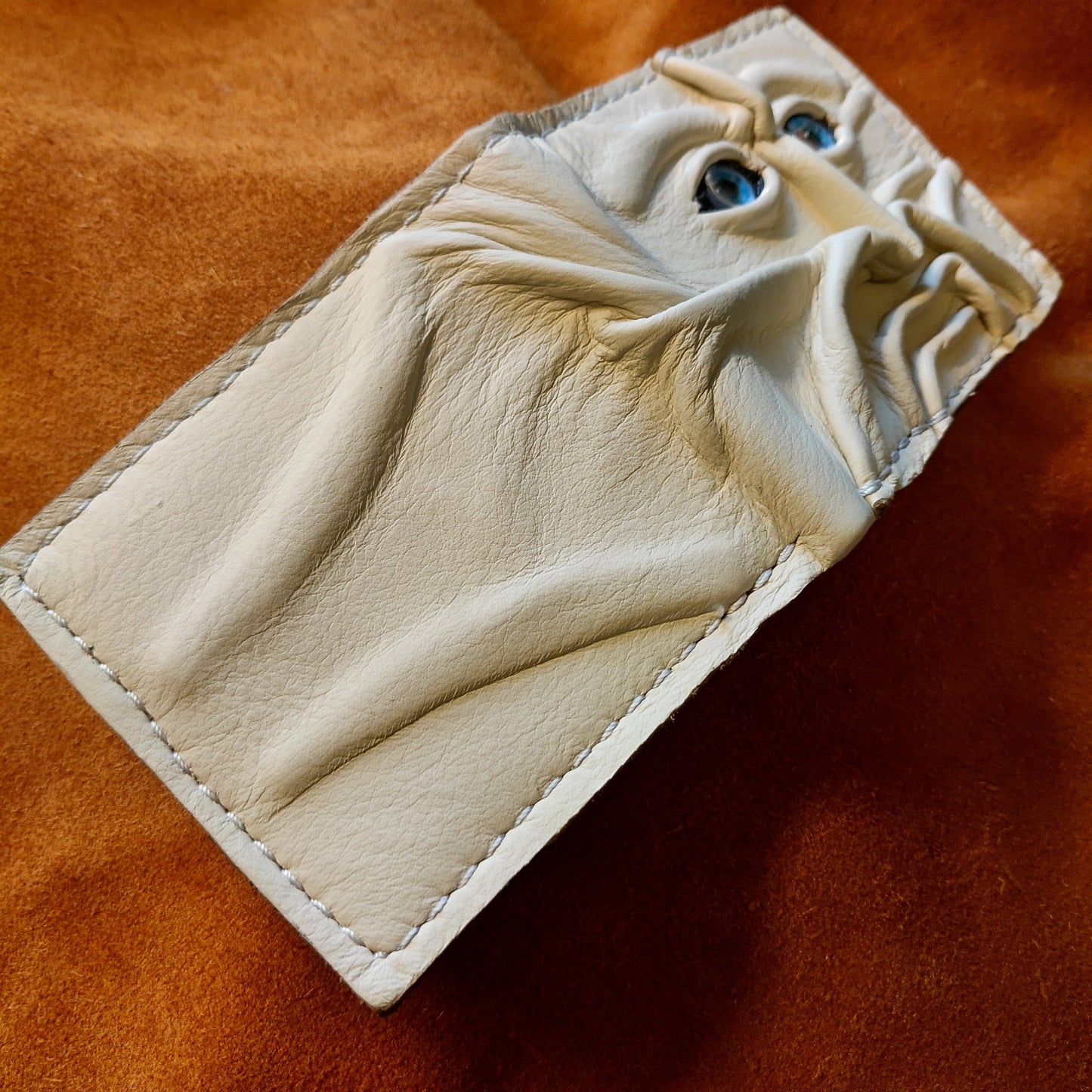 Gnome King Cream Monster Face - Necromonicon - Oz - demon eyes - Leather wallet.