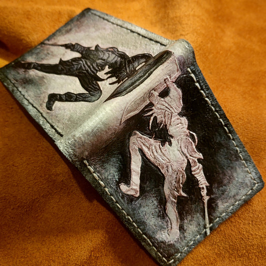 Dark Link - Black and white version - Soft leather wallet- Leather Bifold Wallet - Handcrafted Legend of Zelda Wallet - Link Wallet