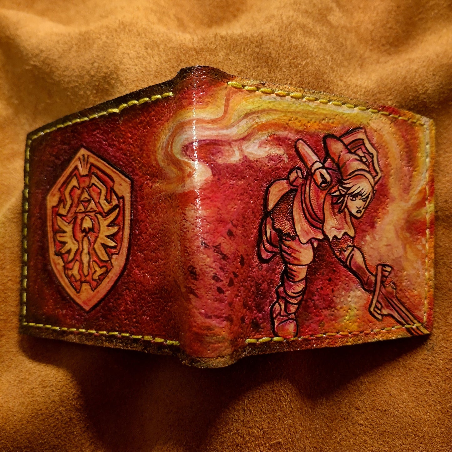 Brown powered up Sword - Soft leather wallet- Leather Bifold Wallet - Handcrafted Legend of Zelda Wallet - Link Wallet