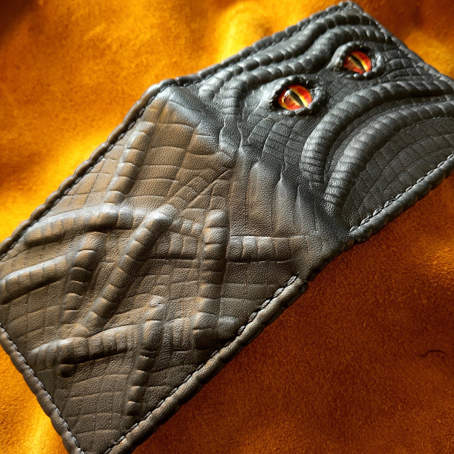 Enderman Eyes bumpy version - Necromonicon - demon eyes - Leather wallet.