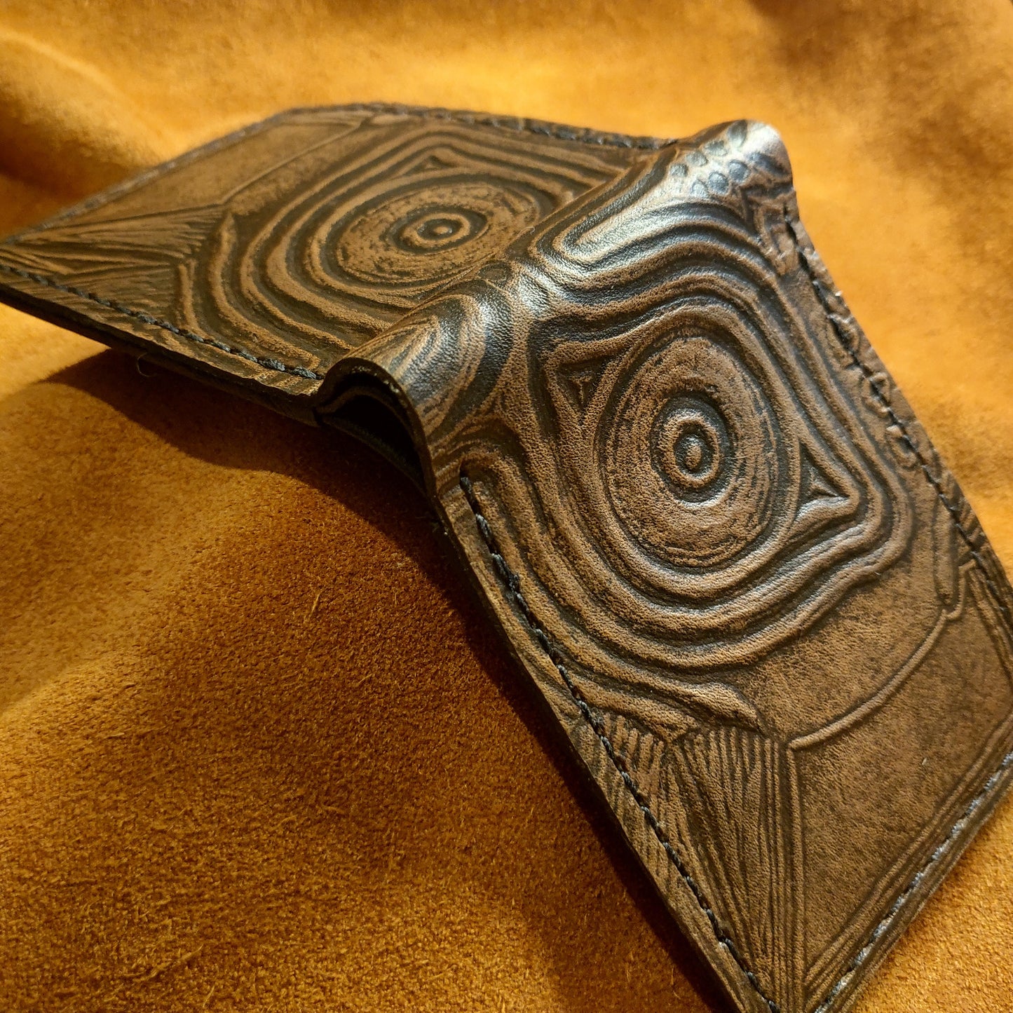 Majoras Mask- Rugged brown - Leather Bifold Wallet - Handcrafted Wallet -
