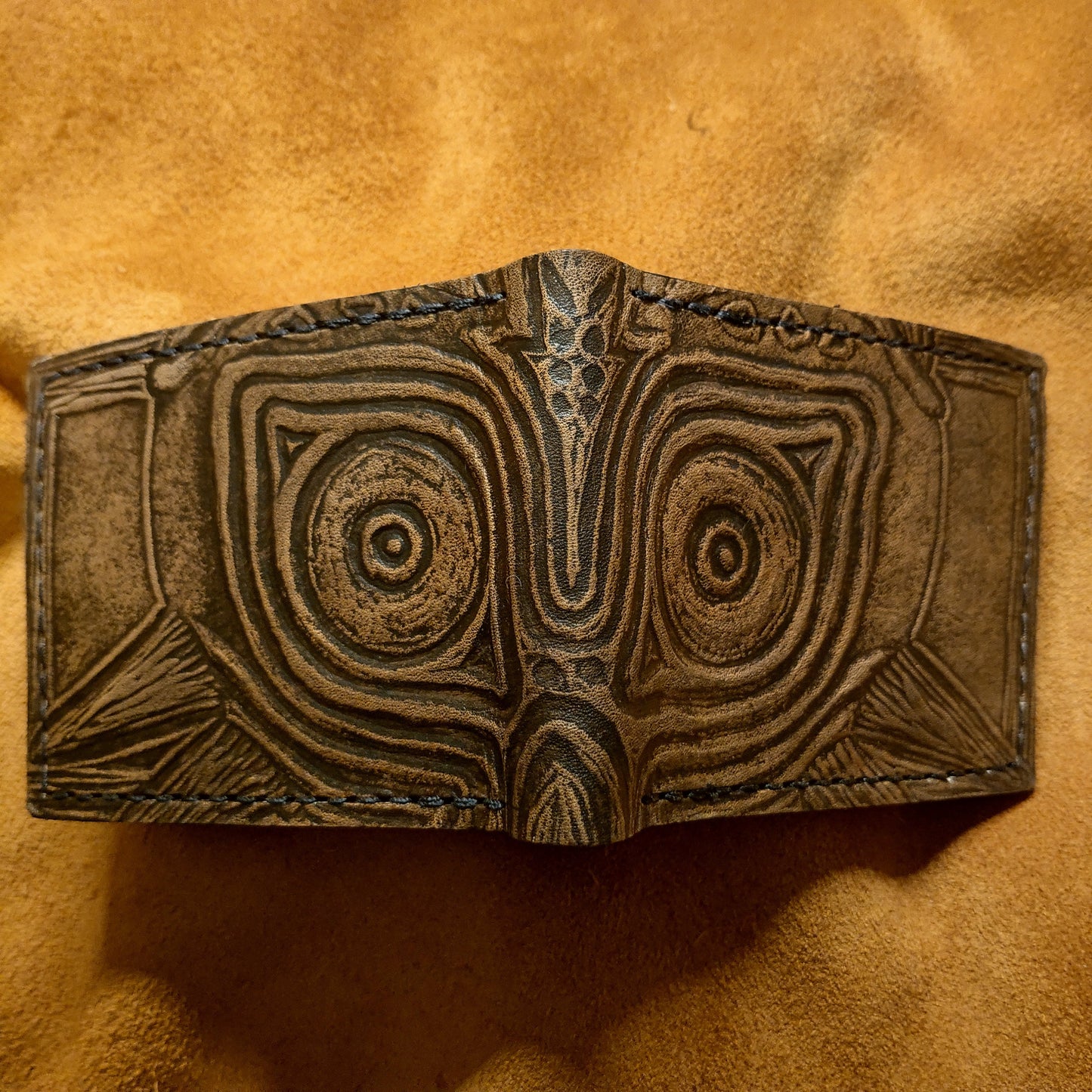 Majoras Mask- Rugged brown - Leather Bifold Wallet - Handcrafted Wallet -