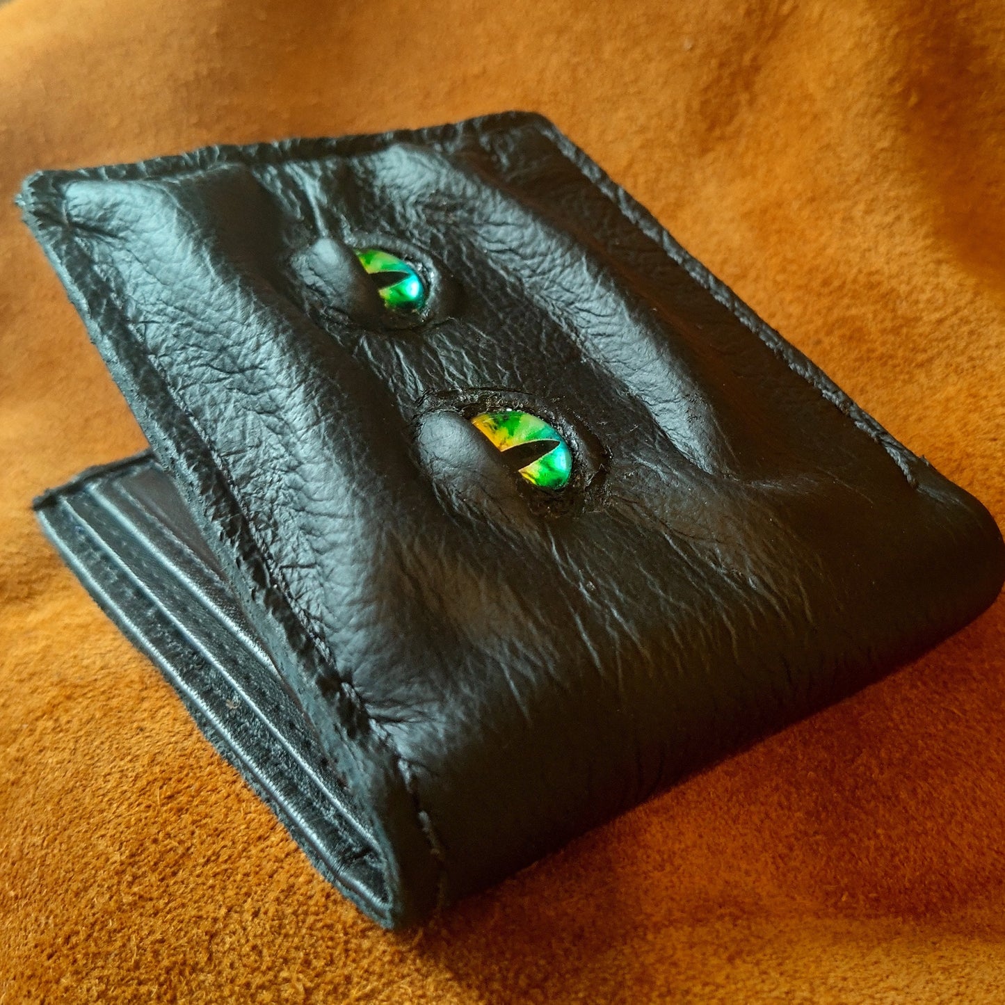 Enderman eyes - Rainbow Eye Shmuggle face - Necromonicon - demon eyes - Leather wallet.
