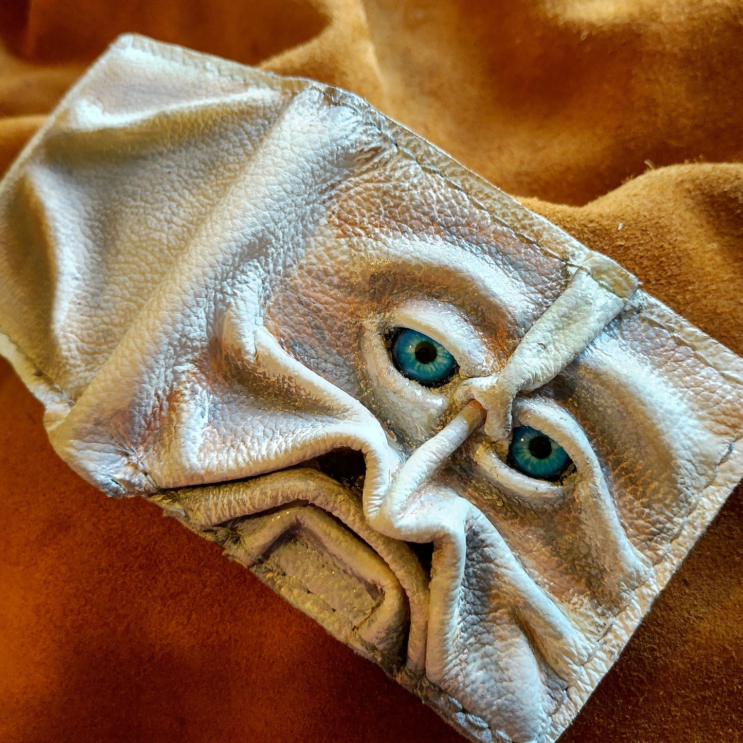 Gnome King - Necromonicon - Oz - demon eyes - monster face - Leather wallet.