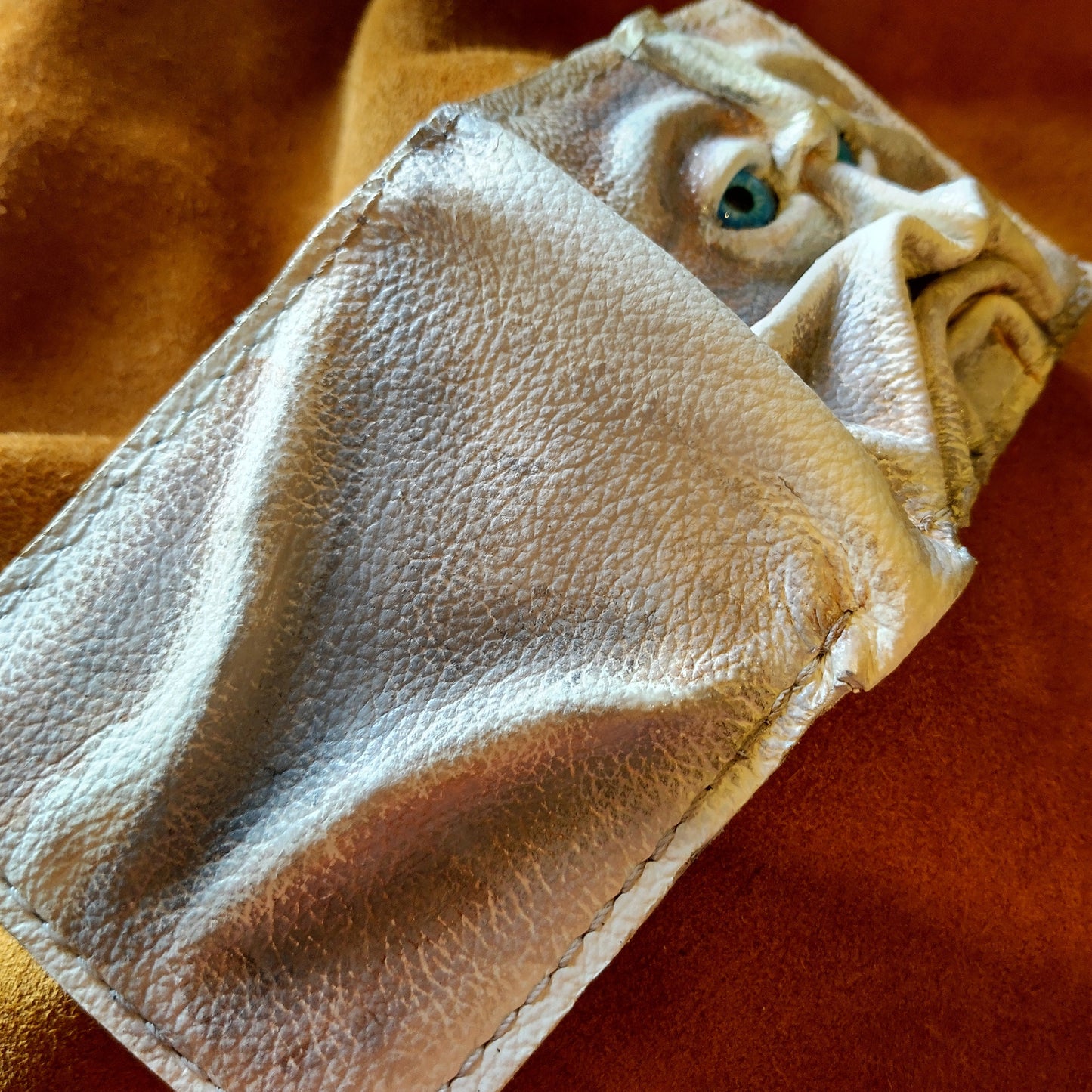 Gnome King - Necromonicon - Oz - demon eyes - monster face - Leather wallet.