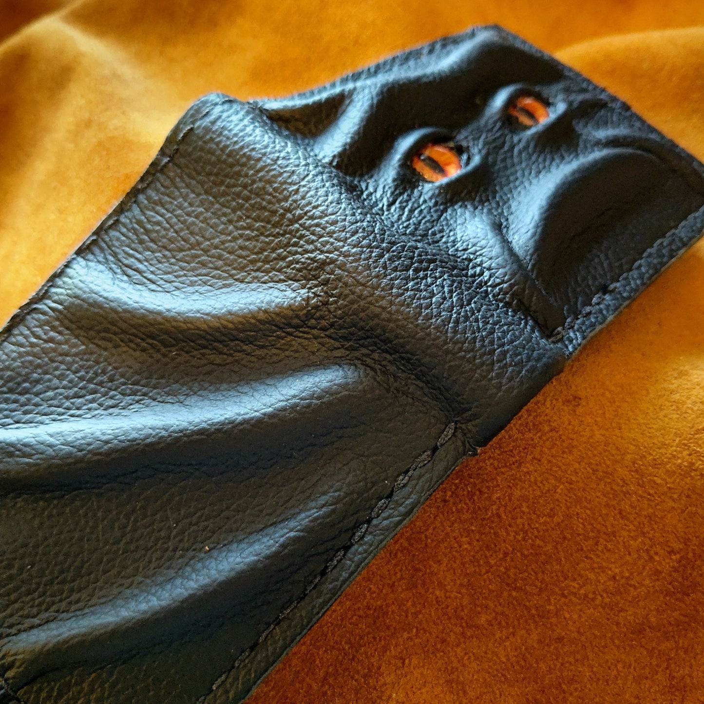 Amber Glum Schmuggle face leather wallet - Necromonicon - demon eyes - Leather wallet.