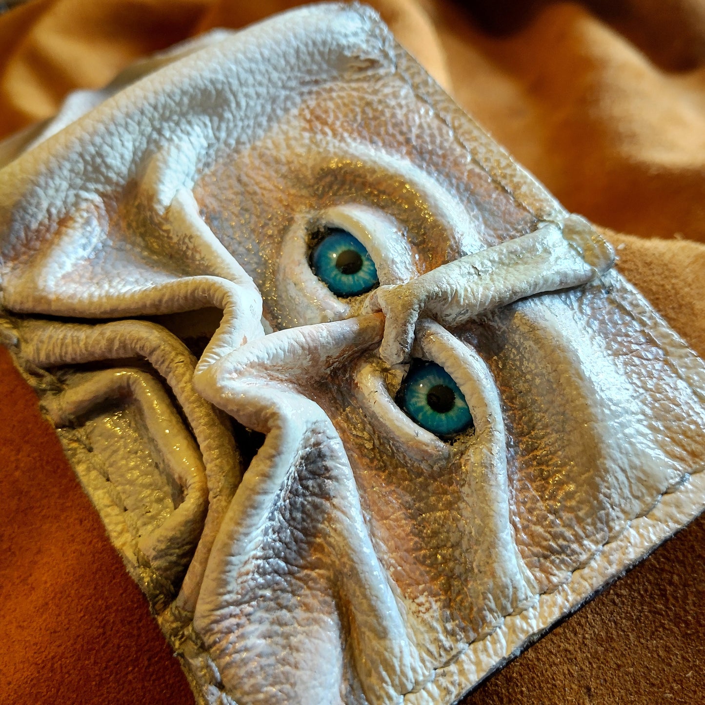 Gnome King - Necromonicon - Oz - demon eyes - monster face - Leather wallet.