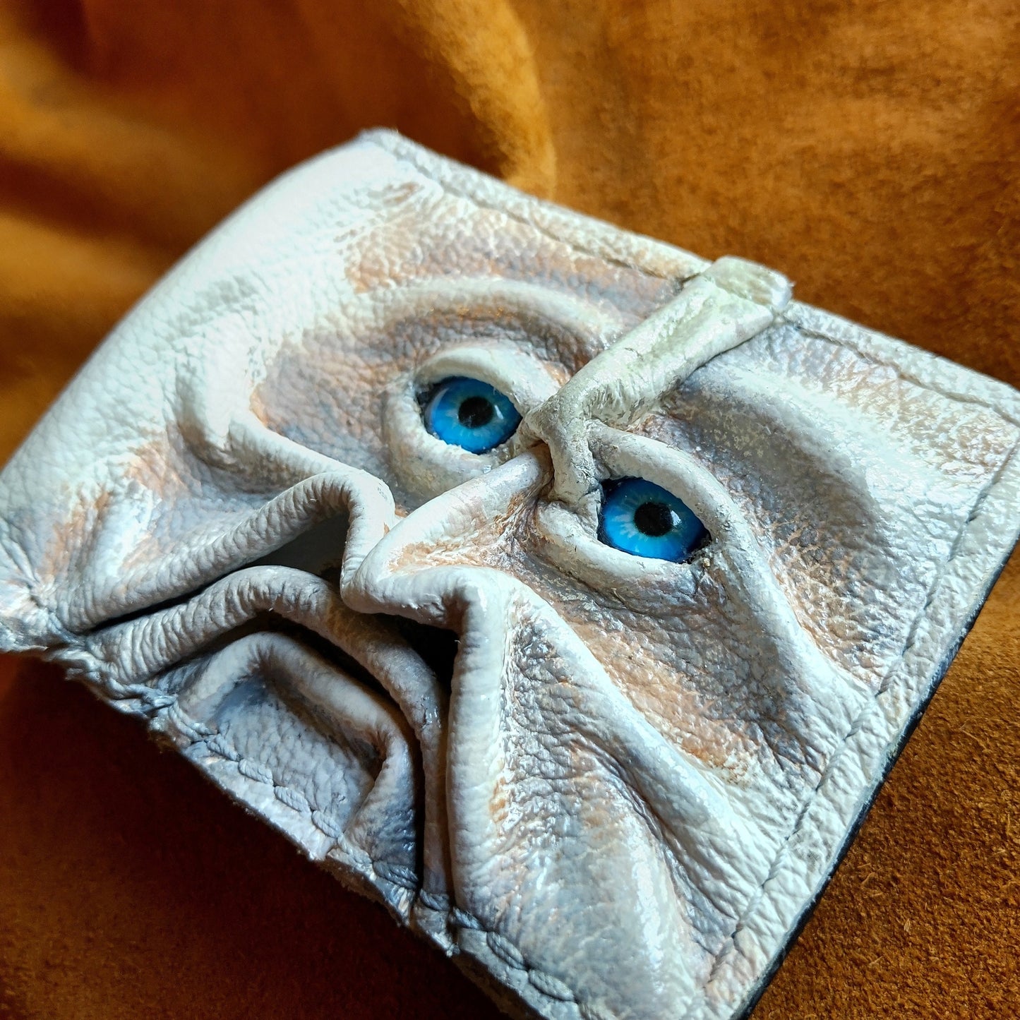 Gnome King - Necromonicon - Oz - demon eyes - monster face - Leather wallet.