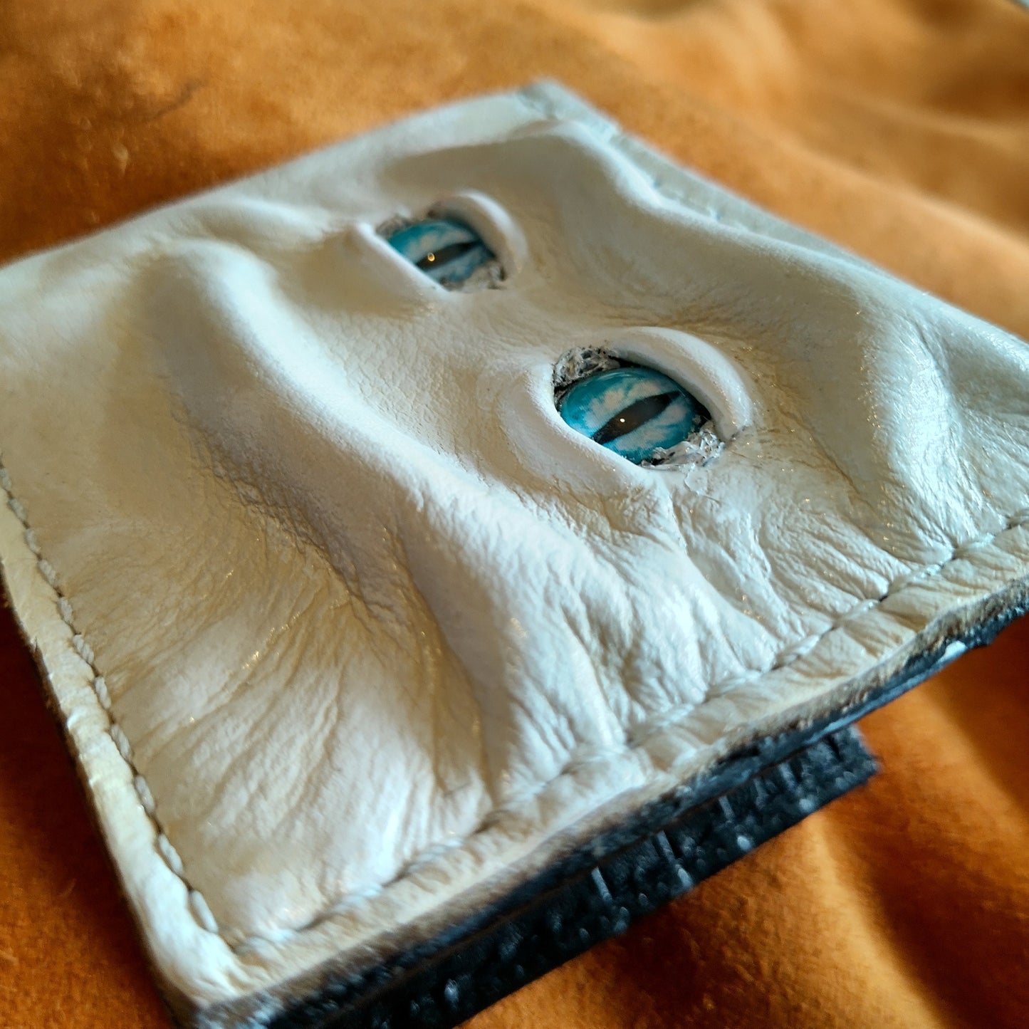 Enderman eyes - Cream Shmuggle face - Necromonicon - Blue eyes - Leather wallet.