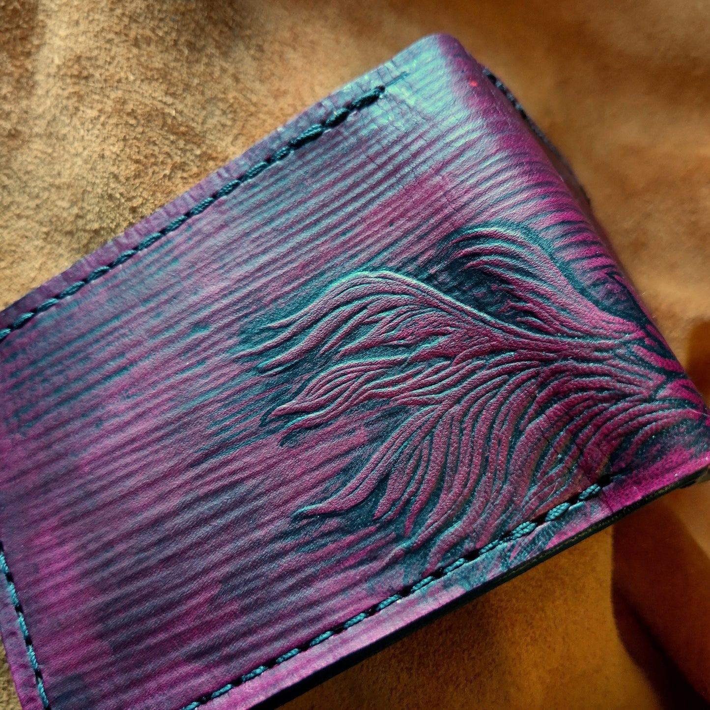 Textured - Chocobo and Rider - Dark Red version - Leather wallet