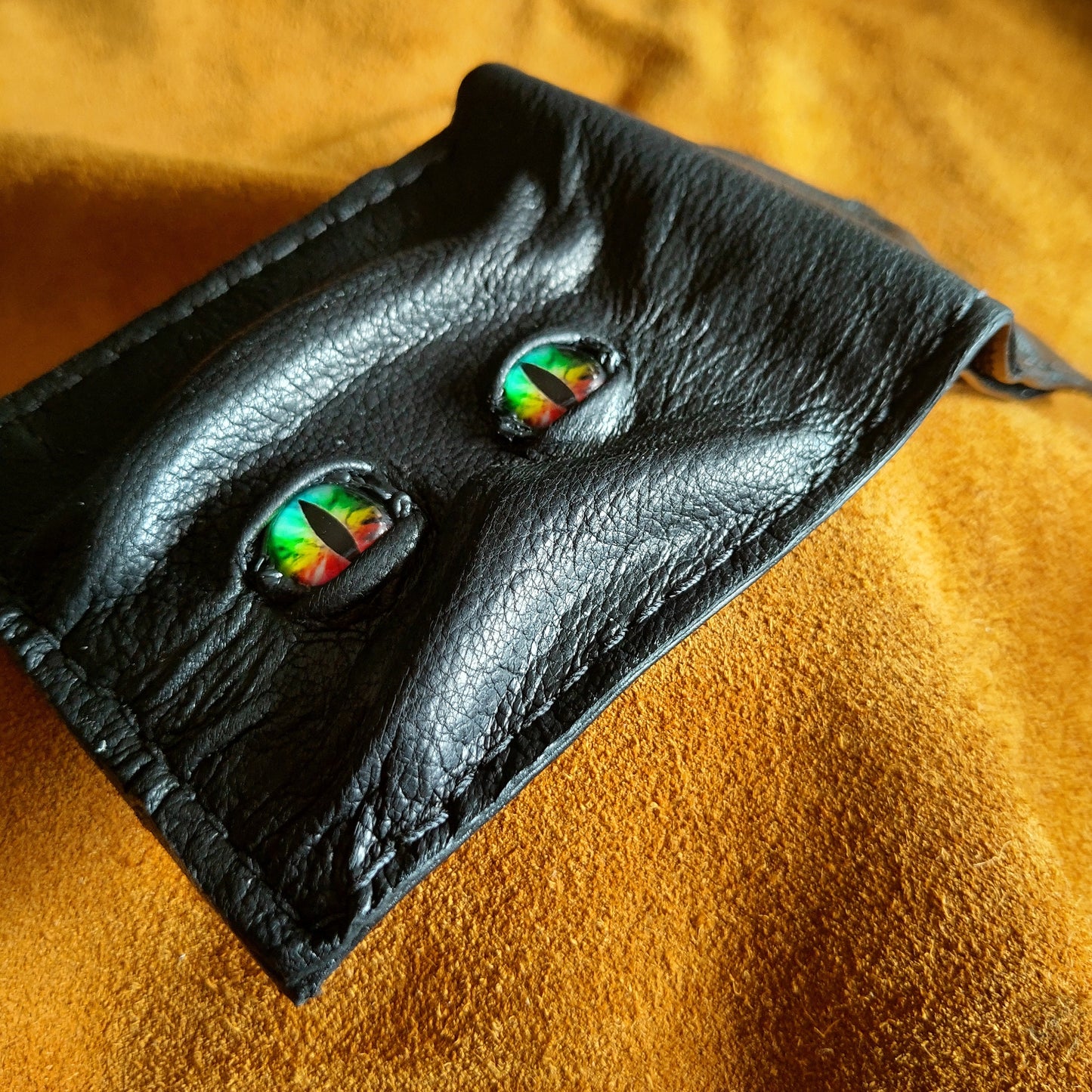 Enderman eyes - Smoother skin Rainbow Eye Shmuggle face - Necromonicon - demon eyes - Leather wallet.