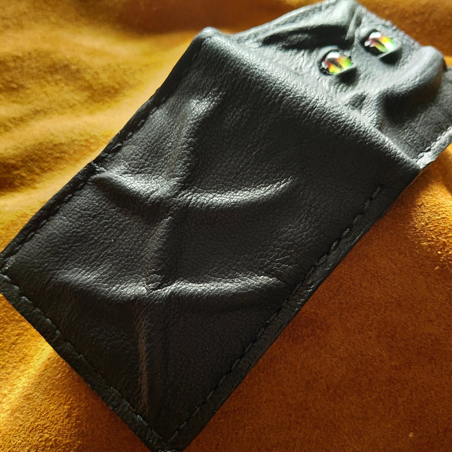 Enderman eyes - Smoother skin Rainbow Eye Shmuggle face - Necromonicon - demon eyes - Leather wallet.