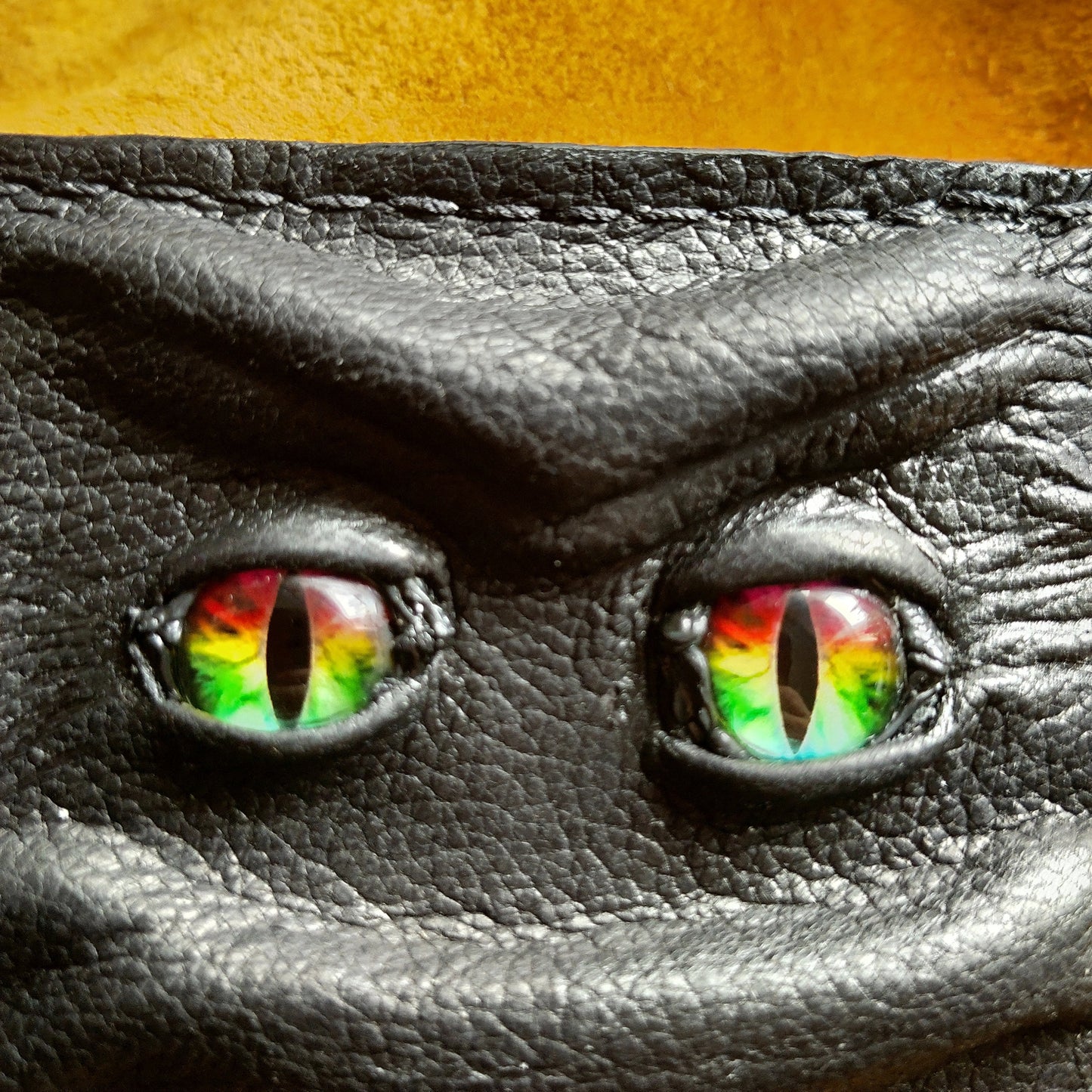 Enderman eyes - Smoother skin Rainbow Eye Shmuggle face - Necromonicon - demon eyes - Leather wallet.