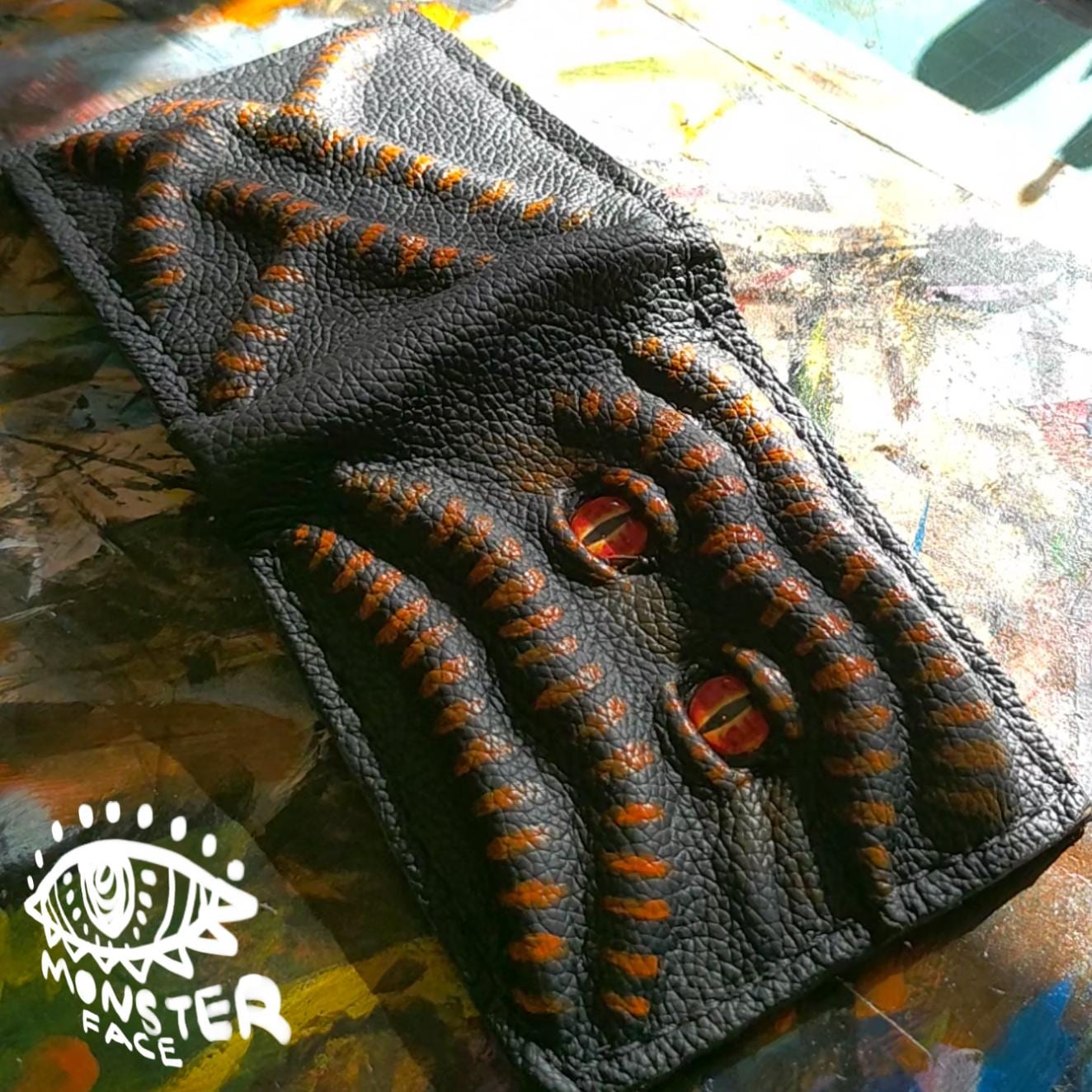 Enderman eyes - Necromonicon - demon eyes - Leather wallet.