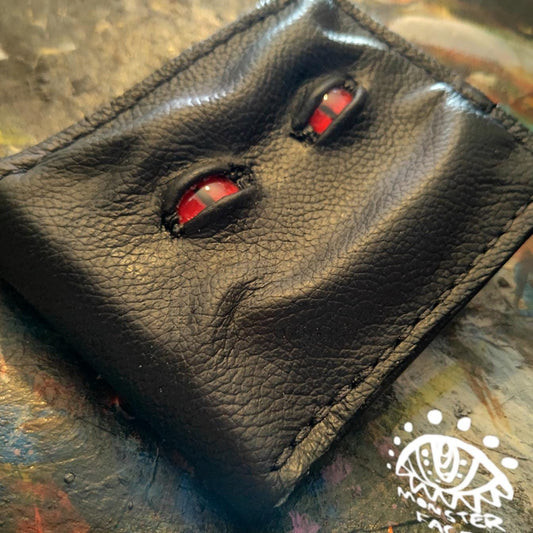 Malicious Schmuggle leather wallet - monster face - enderman - Necromonicon - demon eyes - Leather wallet.