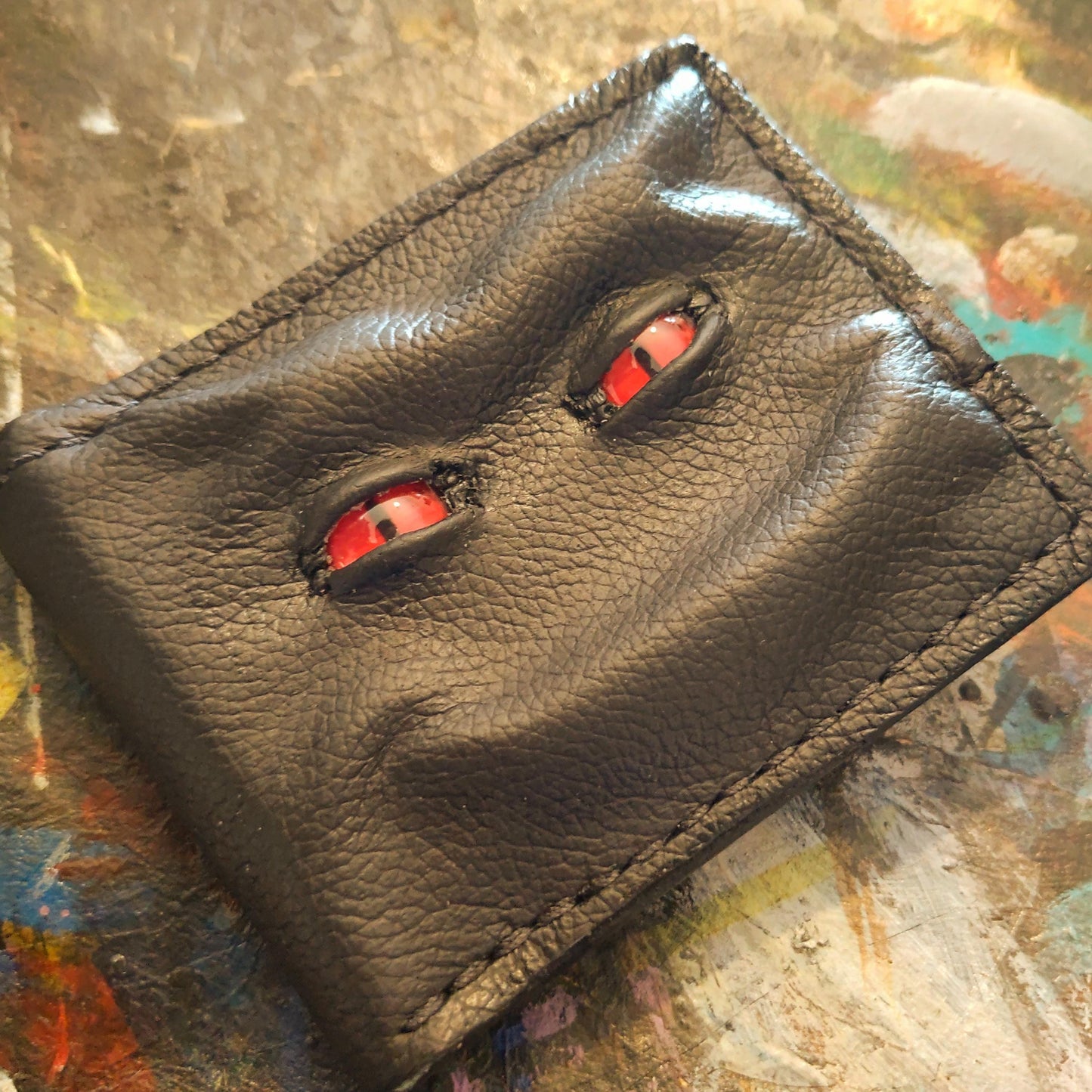 Malicious Schmuggle leather wallet - monster face - enderman - Necromonicon - demon eyes - Leather wallet.