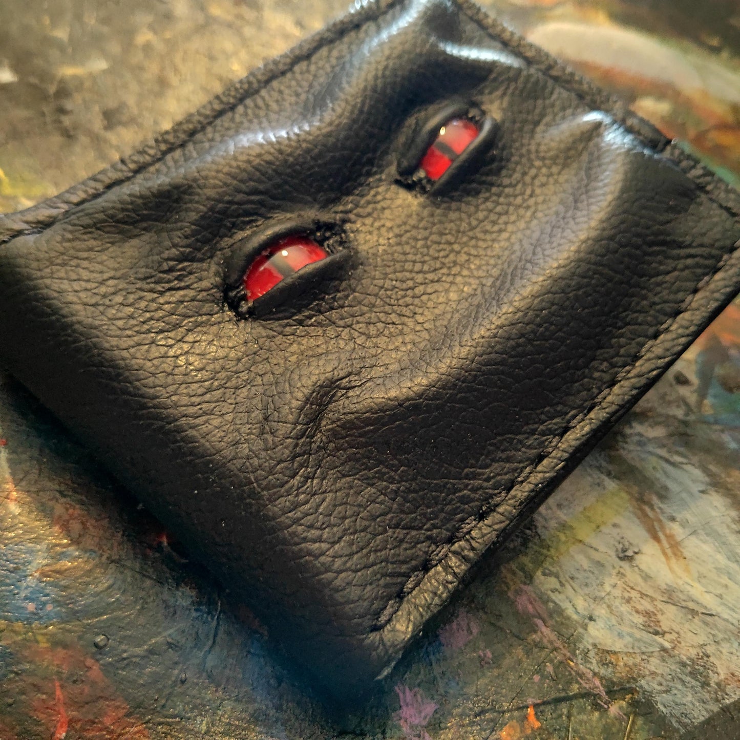 Malicious Schmuggle leather wallet - monster face - enderman - Necromonicon - demon eyes - Leather wallet.