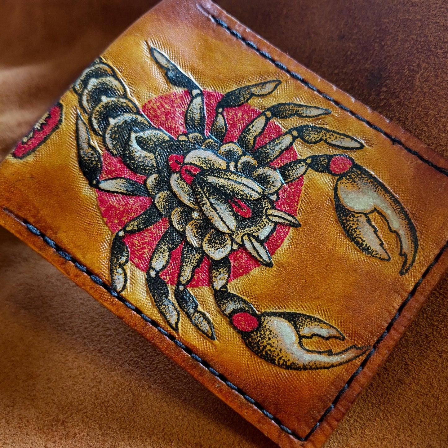 Scorpion tattoo leather wallet