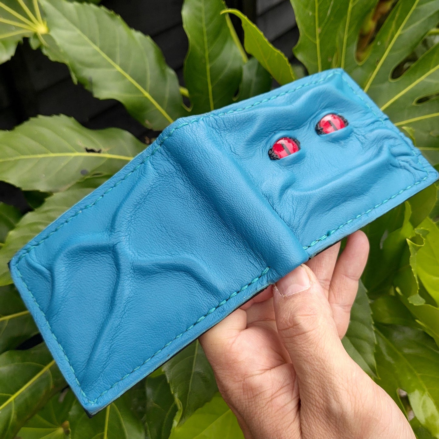 Red eyes - Teal Shmuggle face - Leather wallet