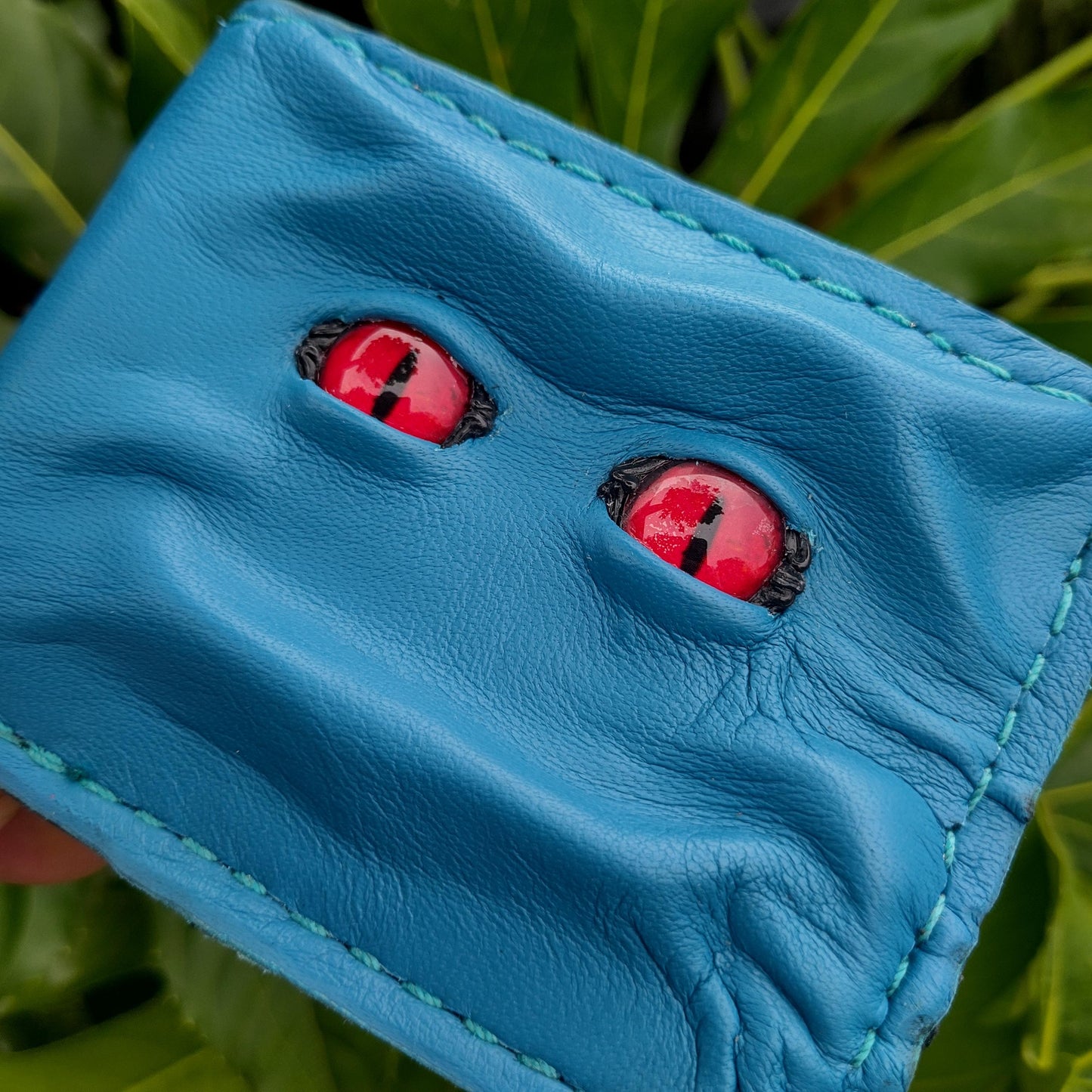 Red eyes - Teal Shmuggle face - Leather wallet