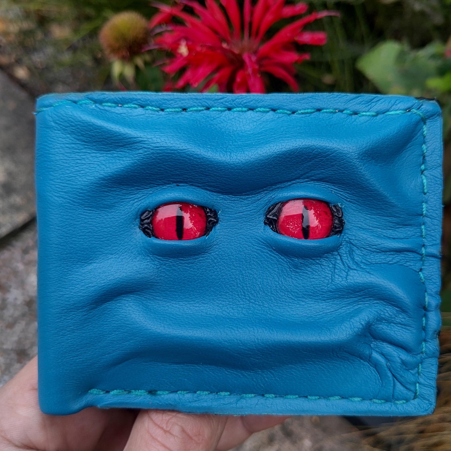 Red eyes - Teal Shmuggle face - Leather wallet