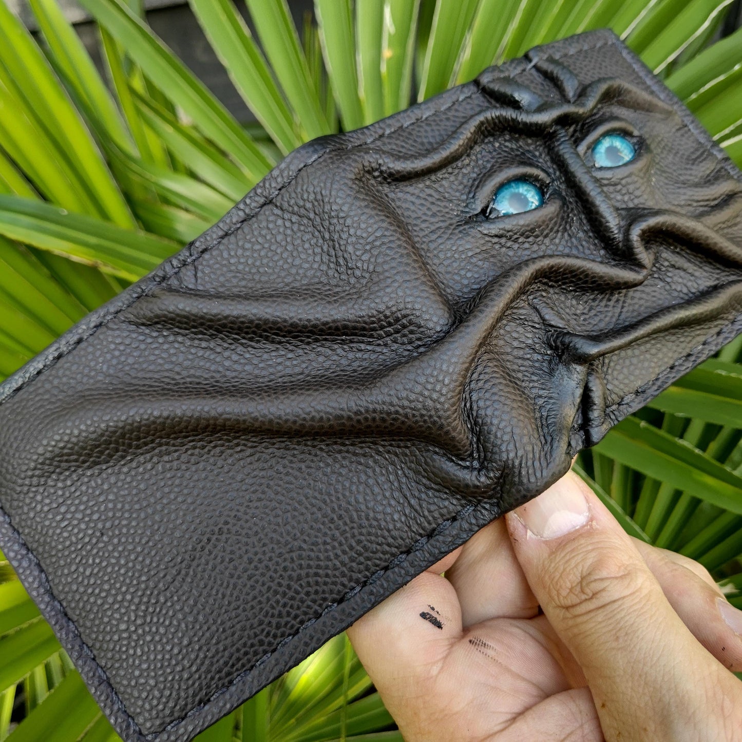 Gnome King - Necromonicon - Gnarled Black version - monster face - Leather wallet.